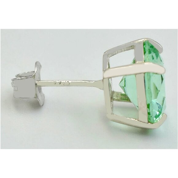Created 10.12 Cts Green Fluorite Earrings Solid .925 Silver - Picture 5 of 5